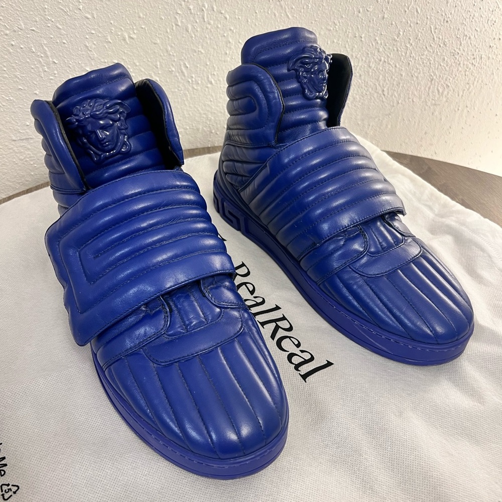 Men's Blue Palazzo Medusa Quilted Hi-top Sneakers